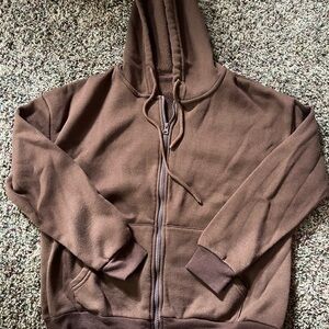 Brown Zip-Up Hoodie